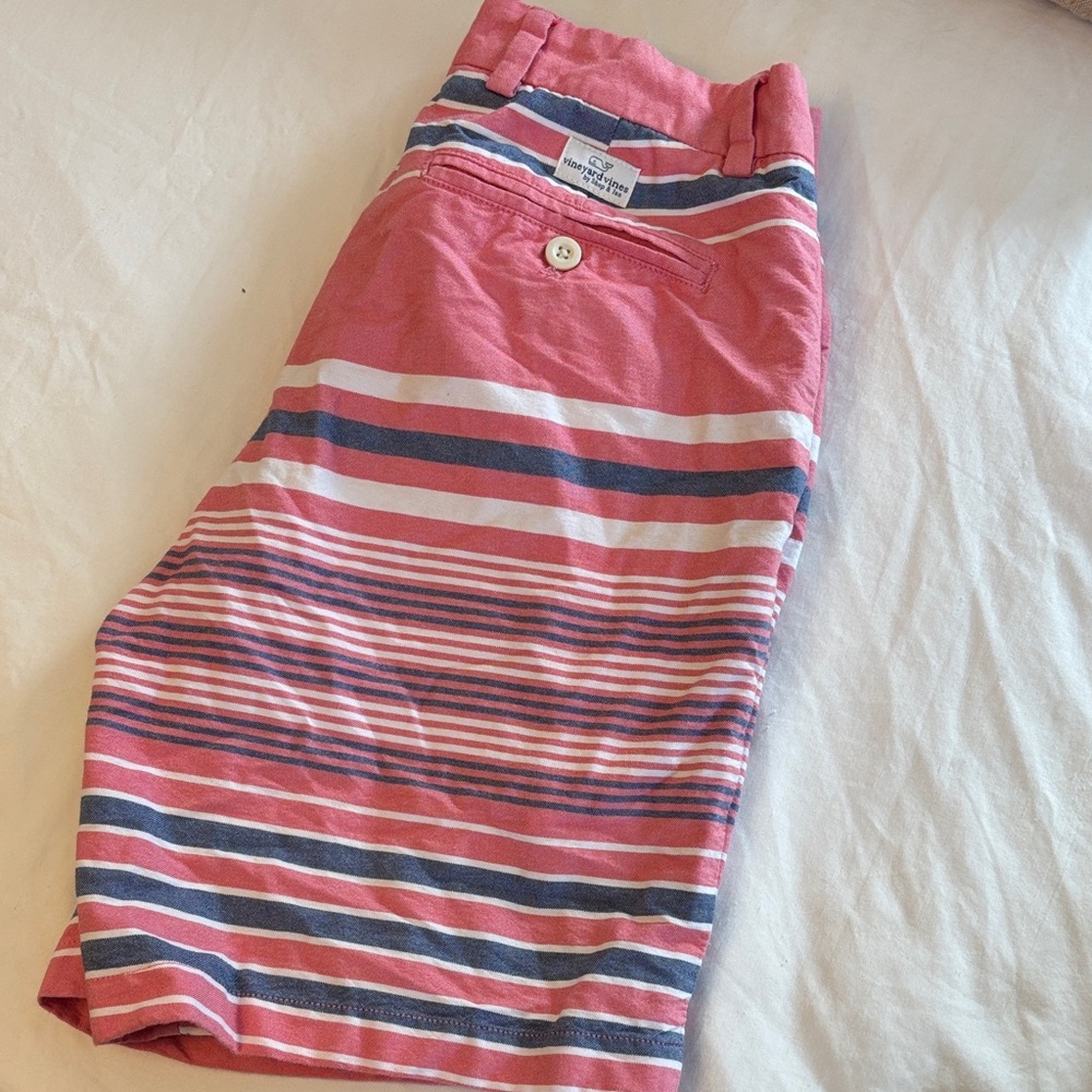 Vineyard Vines Pink and White Striped Kids Shorts